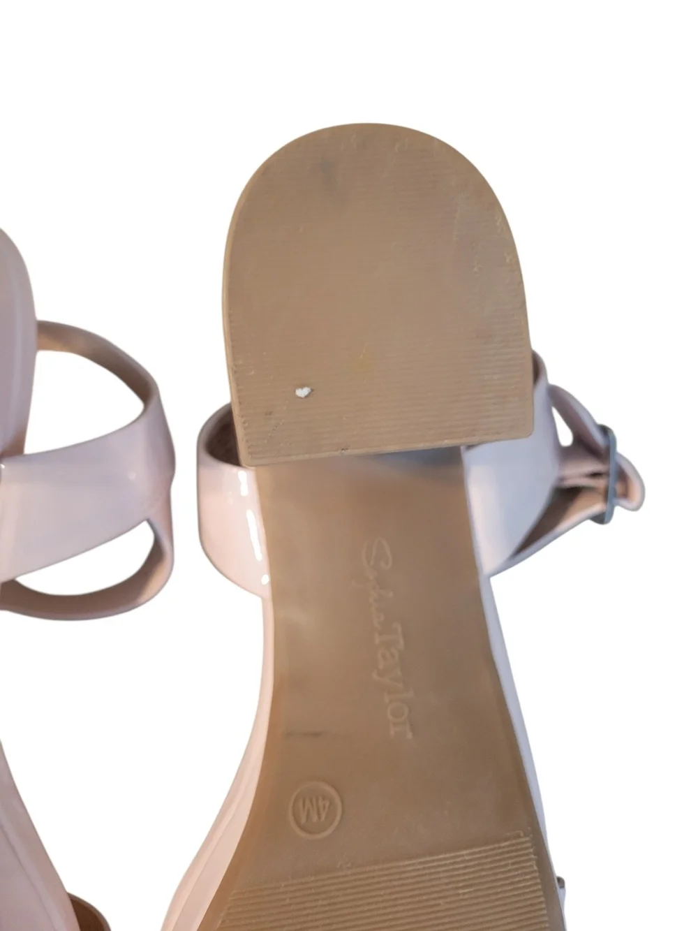 Sophia Taylor - Patent Block Heel Sandals in Blush Pink - Size 4